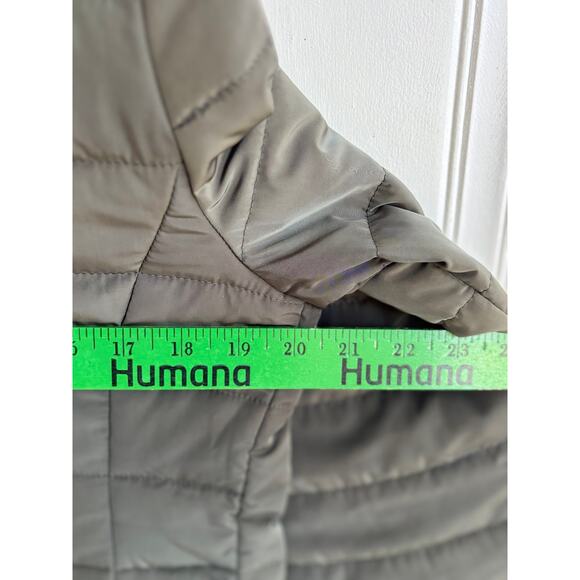 Chicos Quilted Open Front Embellished Jacket Olive Green Women's Size 1 - Picture 6 of 6